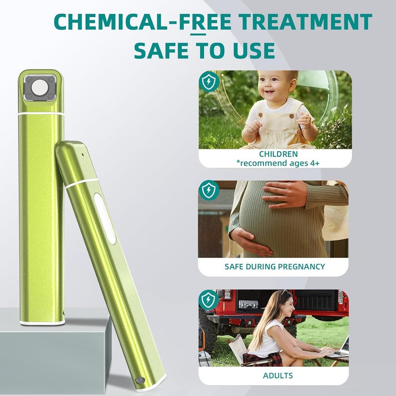 Vibis Insect Bite and Sting Relief, Rechargeable Bug Bite Itch Relief Thing Fast Symptom Relief for Mosquito Bites, Chemical-Free Treatment Natural Relief from Bug and Mosquito Bites Itching - Green - Image 3